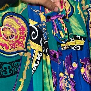 FROM JAPAN - 80s Vibrant Damask Button Up Scarf Dress Shirt
